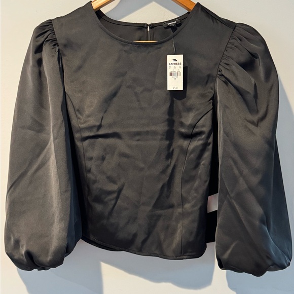 Express Tops - Express Charcoal Puff Sleeve Blouse
